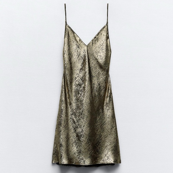 🔥 Zara Gold Slip Dress 🔥 - Picture 2 of 3